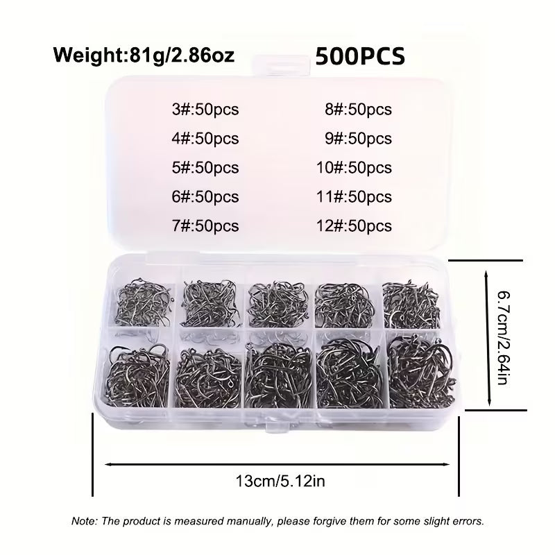 500pc Carbon steel fishing hooks
