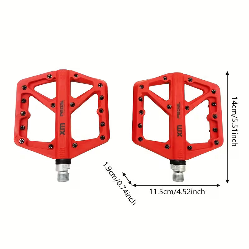 White Mtb pedals with anti slip spikes